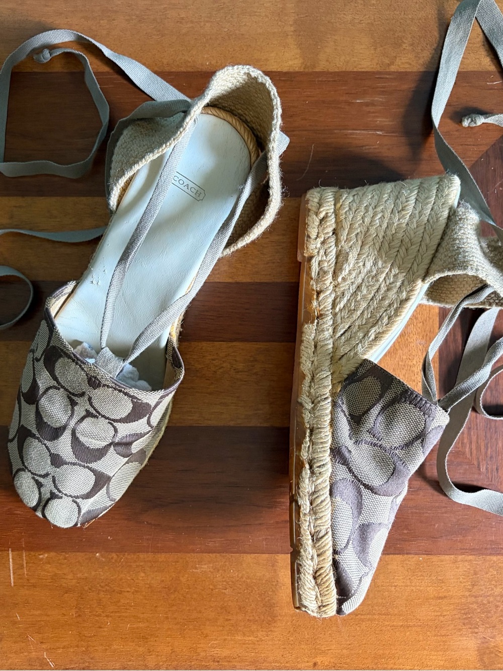 Vintage Coach Brittney Wedge Espadrille Sandals